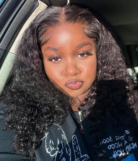 Woman modeling in wig