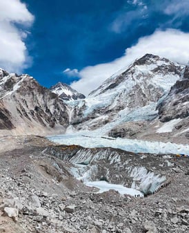 View of the glacier near Everest Base Camp, Nepal.