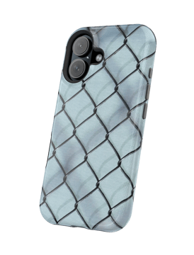 Gridlock Phone Case with a bold, chain-link fence design, blending urban grit and geometric pattern