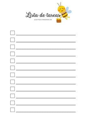 Listado de tareas para imprimir gratis