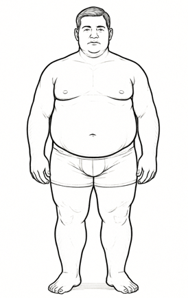 a big man with a large belly and a large belly
