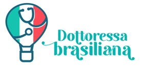 Logo de médica com balão, bandeira da Italia e estetoscópio