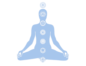 a person sitting in a lotus position with a lotus flower