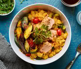 a bowl of food with vegetables and vegetables