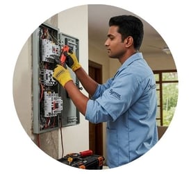 symphony maintenance and property management employee doing electrical work