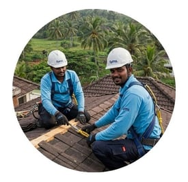 symphony maintenance and property management employee doing roofing work