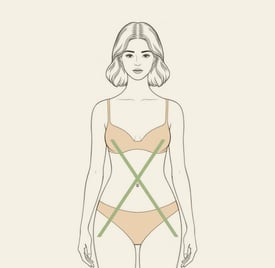 Illustration d’une femme à la morphologie en X, avec épaules et hanches alignées et une taille fine