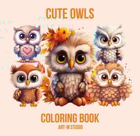 cover of coloring book cute owls