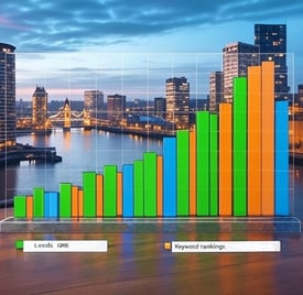 Graph showing SEO progress for Leeds garage, crafted by freelance consultant.