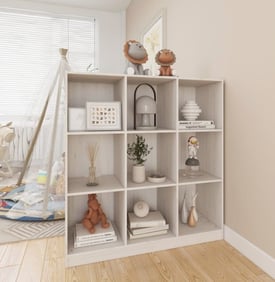 Bibliothèque séparateur de pièce en blanc 