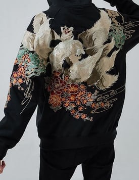 Close-up embroidery stitching on premium branded garments