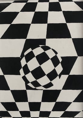 a black and white checkered checkered pattern of a sphere with a sphere ball