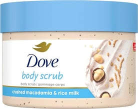  Dove Scrub Macadamia & Rice Milk Reveals Visibly Smoother Skin Body Scrub That Nourishes Skin 10.5 