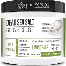  pureSCRUBS Premium Lemongrass Dead Sea Salt Body Exfoliator Scrub
