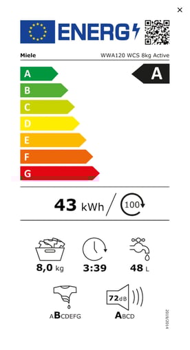 Energielevel der Miele WWA 120 WCS