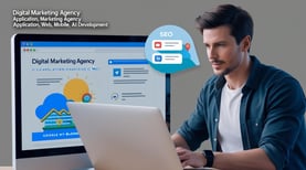 Imagem Trabalhando no computador, os serviços oferecidos pela Aguiar Digital Labs