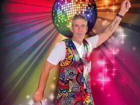 DJ Vella striking a disco pose in the digital photo booth hired for MS Foundation Fundraiser Capalaba.