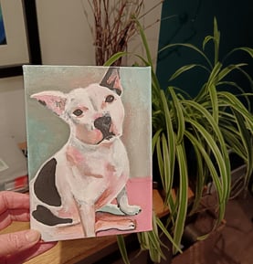 A painting of a dog, pet portrait