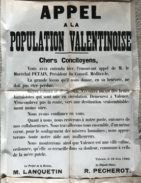 Appel du 18 juin 1940 Valence Marcel Lanquetin