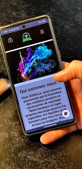Image montrant un site internet commercialisant des cigarettes electroniques.