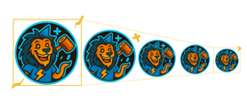 Different Sizes of Logo Design - Scaled Up from right to scale down on left