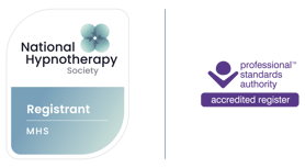 National Hypnotherapy logo. The logo links to the counsellors verification page.