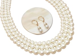 This gold layered pearl necklace for women is a set with dangling pearl earring ,good for self and t