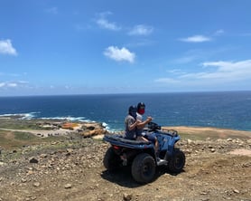 Two travel physical therapists enjoying a Aruba vacation