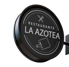 Rótulo circular personalizado para publicidad llamativa y de fácil visualización.