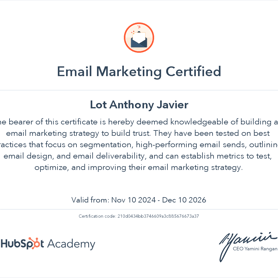 HubSpot Academy Email Marketing Certification