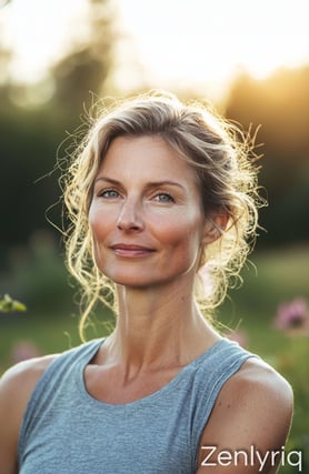 Smiling mature woman outdoors with a refreshing glow, embodying daily gut balance