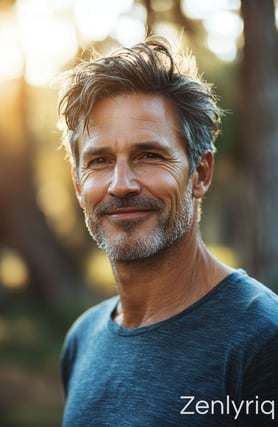 mature man in casual shirt smiling, showcasing relaxed vitality and gentle joint support