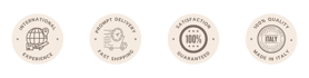 Trust badge symbol indicating secure shopping, verified quality, prompt delivery and satisfaction
