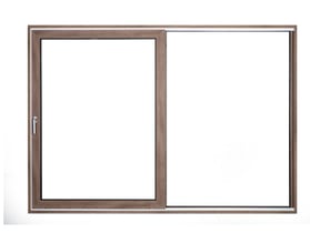 a window with a sliding glass door and a white wall