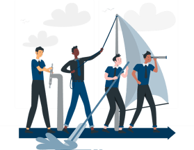 business team sailing