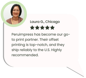 Business owner from Chicago holding offset printed brochures made by Peruimpress