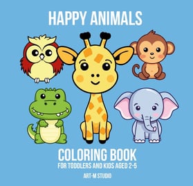 cover of coloring book happy animals