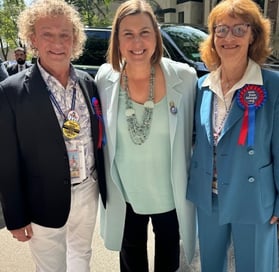 Steve with Rep Elisa Slotkin (MI-07) and Int'l Chair Martha McDevitt-Pugh at DemsAbroad fundraiser