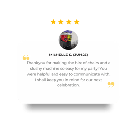 4-star customer review for SweetAz Co. slushe machine Redlands.