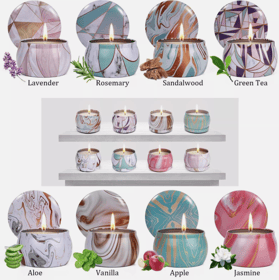 8 bougies, 8 parfums} Coffret cadeau de 8 bougies d'aromathérapie, y compris 8 types de parfums, pom