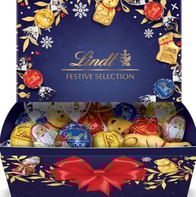 Lindt - Boîte festive - Assortiment de Chocolats au Lait, Noirs et Blancs - Idéal pour Noël, 690g