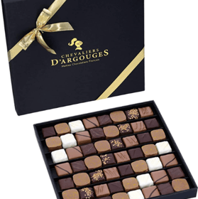CHEVALIERS D'ARGOUGES Maîtres Chocolatiers Français - Assortiment de Chocolats Noir 70%, Lait 33% et