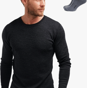 Chemise Homme Manches Longues en Laine Mérinos 100% - Merino Haut Thermique Homme, Respirante sous V