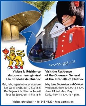 une affiche pour une visite à la résidence du gouverneur général à la Citadelle de Québec