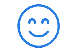 a smiley face with a blue circle with two eyes