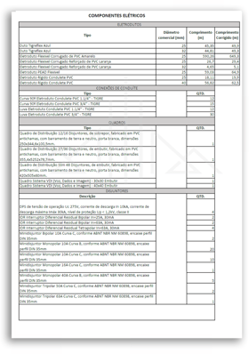 Foto de planilha de quantitativo de materiais elétricos