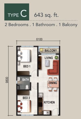 Verte Medini Residence Type C Layout