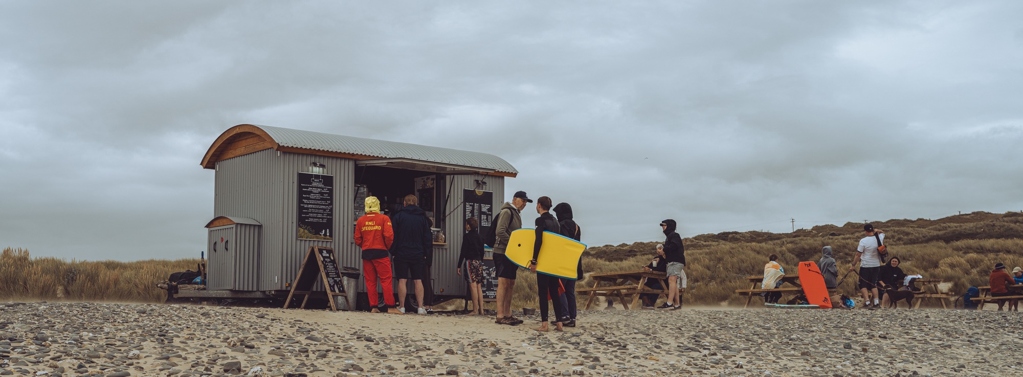 Godrevy beach coffee queue