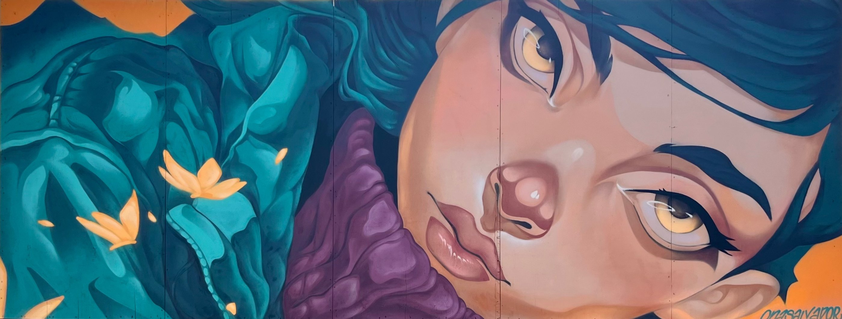 Chrysalis - Mural en Wynwood, Miami, festival de street art, arte urbano por Ona Salvador