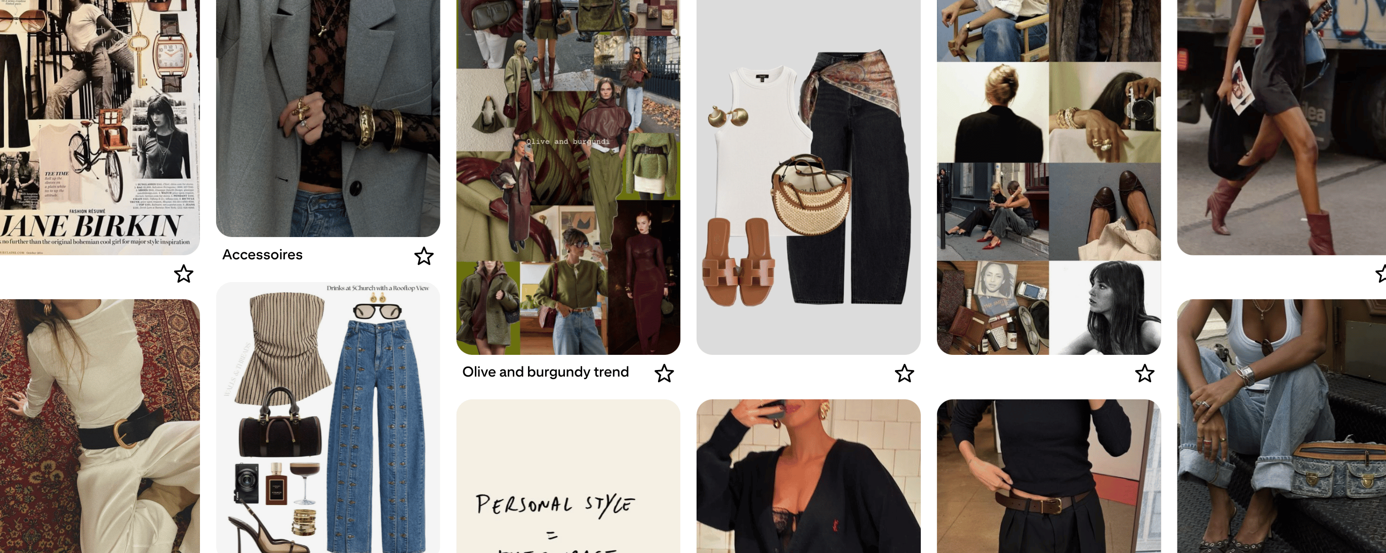 Fashion moodboard with trending outfits, shoes, and accessories